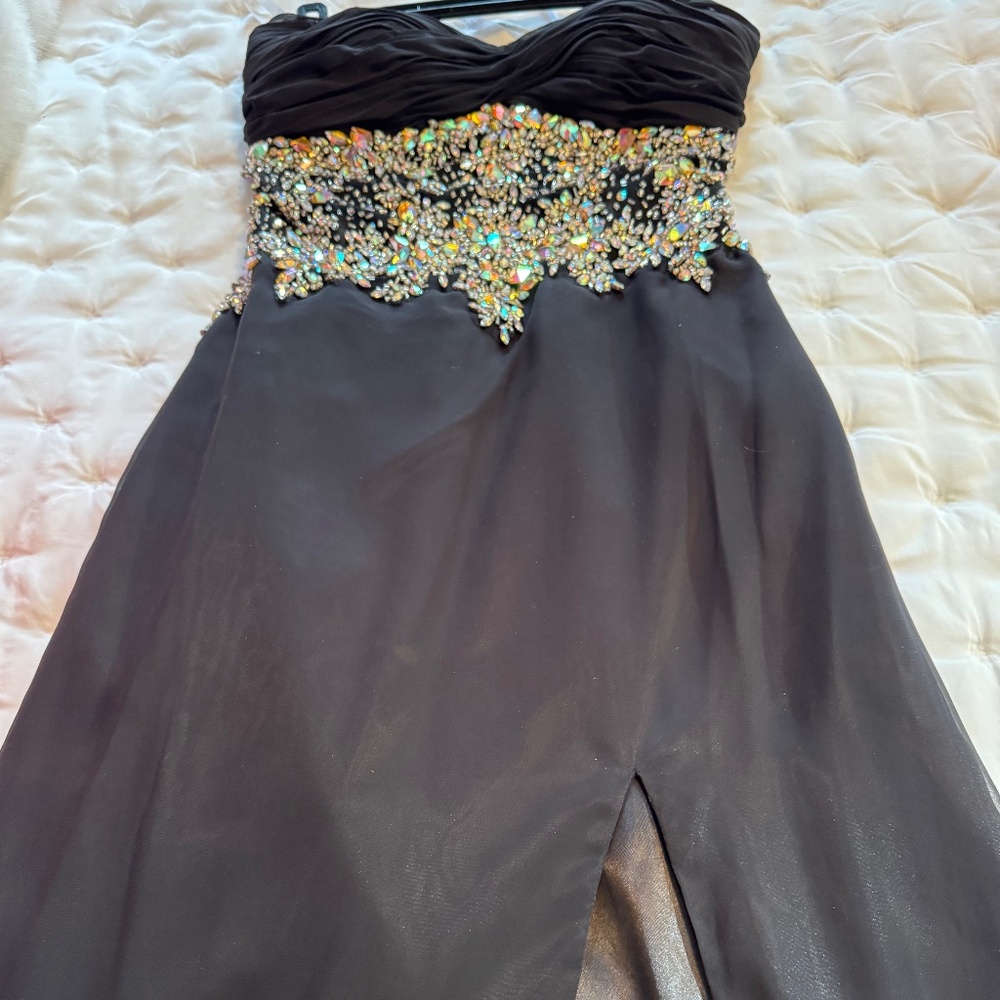 Black Beaded Prom Gown